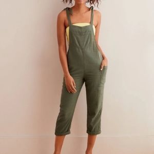 Aerie green tie strap overalls